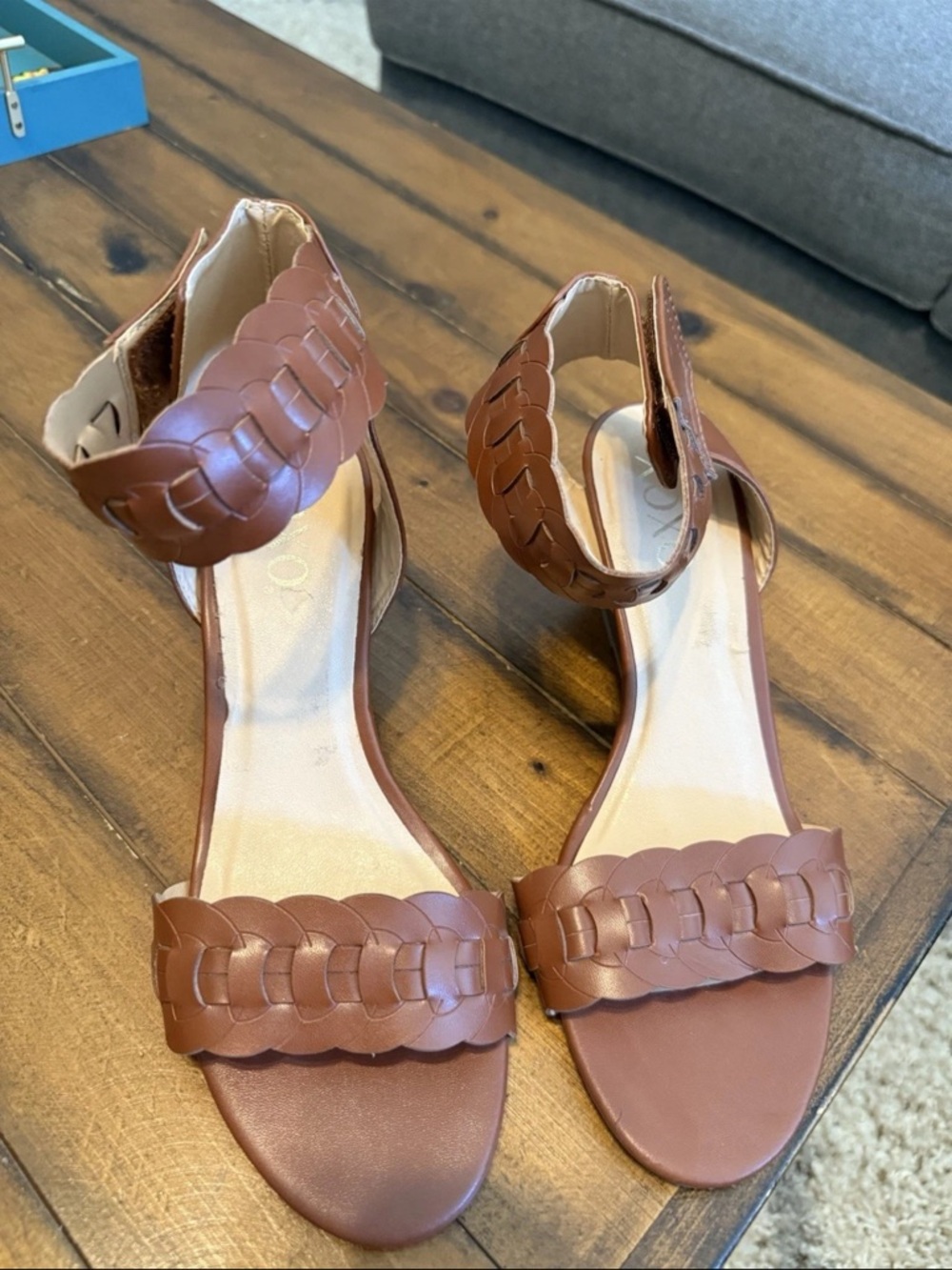 XOXO Women's Seraphine Brown ankle Strap heel Size 9